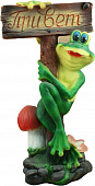 Садовая фигура Лягушка с табличкой полистоун