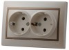 701-3031-127  2местн с заземлением 16А жемч.корич.вставка 