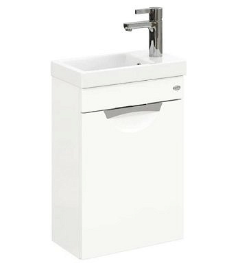 Тумба подвесная Комо 40.01 белая с раковиной Миранда-40 Оника 104005/1WH302500