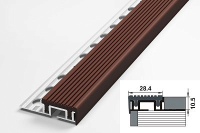 Профиль угловой ПУ09-1 коричневый на ступени под кафель 28,4*10*2500
