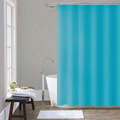 Шторка  для ванн MZ-408 PEVA однотонная голубая  180х200см  