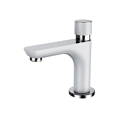 Смеситель для раковины Gappo G5148 порционный, на 9.5-12.5 сек.для.экон.воды.белый/хром.