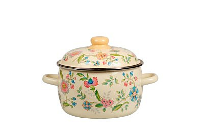 Кастрюля 3,0л сф. "Луговые цветы" слон.кость 3RC181M