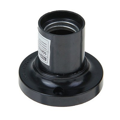 Патрон Е27 карболит, потолочный, прямой, черный 4А