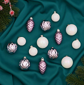 Набор украшений пластик 21 шт "Изабель" шишки, белый сиреневый   9510611