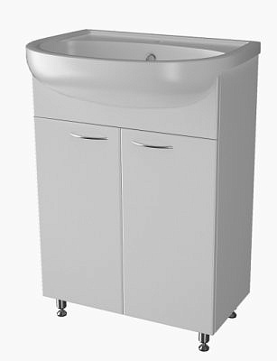 Тумба Ирлен Аква 60 белая с корзиной без раковины