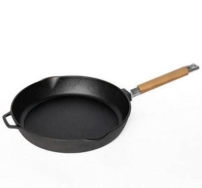 Сковорода чугунная  2 слива, съемная ручка 24см ТМ Гардарика 0224