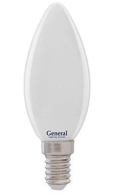 Лампа светодиодная Е14  8W 2700K 2K 35x98 нитевидная, матовая 649992 General филамент свеча E