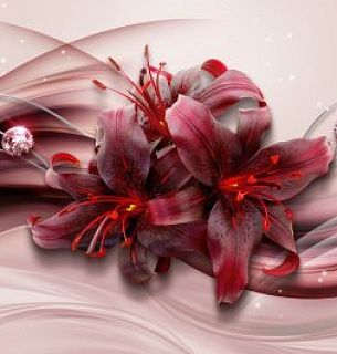 Фотообои Красные лилии 392*260