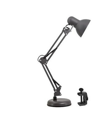 Настольный светильник на основании + струбцина МТ2001 А/С Серый графит  60Вт, 220В, Е27													