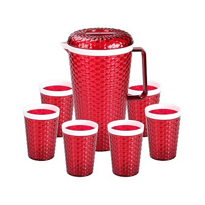 Набор "Мозаика" (кувшин+6 стаканов)(красный)