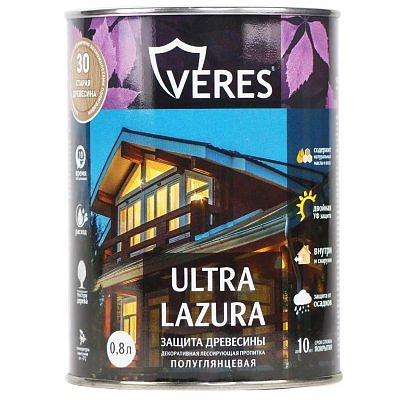 Декоративная пропитка для дерева VERES Ультра лазура №30 Старая древесина 0,8л VU-34 281417