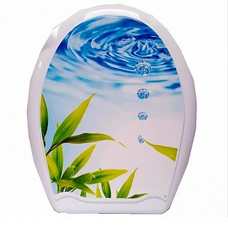 Сидение для унитаза с рисунком Капли и бамбук