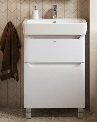 Тумба Lana 60  белая с раковиной Дрея Q60 /Alavann/ 
