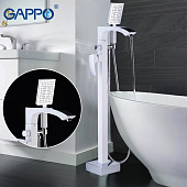 Смеситель для ванны  Gappo напольный белый хром G3007-8 