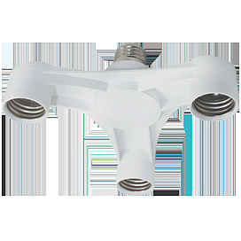 Переходник с цоколя Е27 на 3хЕ27 белый. 