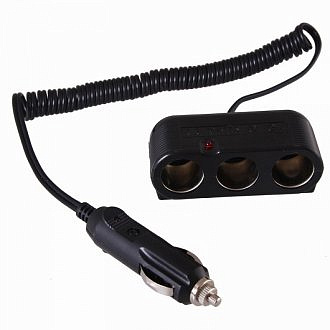 Разветвитель прикуривателя REXANT 16-0224 , 3гн шнур спираль 1,5м