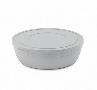 Салатник SANDY 1,8л 21,5см низкий с крышкой серый HL031328GR 
