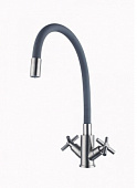 Смеситель для кухни FMARK FS8442-04 двуручный,гибкий излив,сатин,нержавеющая сталь