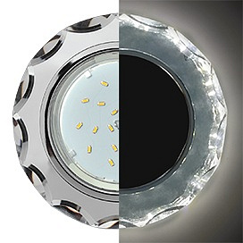 GX53 H4 LD5313 св-к Стекло Круг с вогн.гран.подсв. 4K Хром-Хром (зерк) 38x126 SM53RCECH (10!) Ecola 