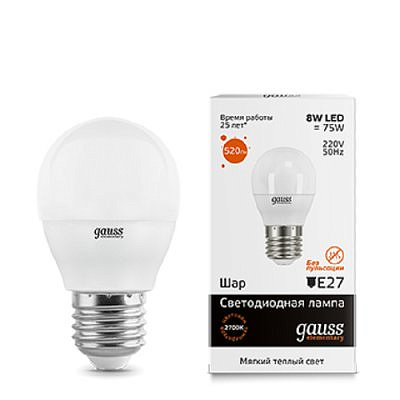 Лампа Gauss LED Globe EL  8W/2700 E14
