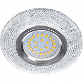 Светильник Ecola встроеный искристый с подсветкой 4К  LD7069 MR16 GU5.3  "Модерн" прозрачный/хром 25х95 