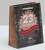 Пакет подарочный крафтовый "С Днем защитника отечества" 12х15х5,5см "Дарите счастье"