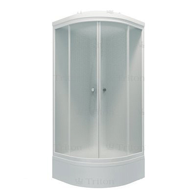 Душ.каб "Риф 90*90 В" ДН4 стекло Фабрик белый, круг, средний поддон (7 мест+сифон D50мм) 