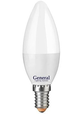 Лампа светодиодная Е14 15W 4500K 4K 35х105 пластик, алюминий GLDEN-CF-15-230-E14-4500 661096 General свеча АКЦИЯ
