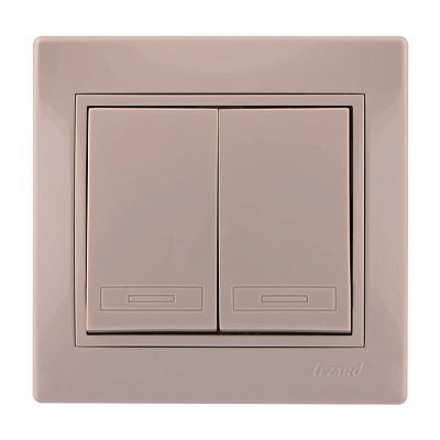 Переключатель 2-клавиши кремовый с кремовой вставкой 701-0303-101 Мира с/у