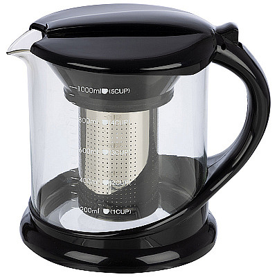 Чайник заварочный 1л DEKOTTO-1000 фильтр из нерж. стали, стекло, пластик