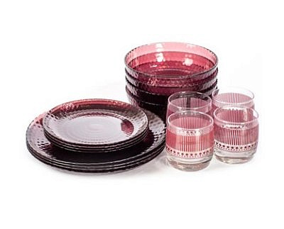 Столовый набор 16 предметов ИДИЛЛИЯ ЛИЛАК со стаканами ЛИЛАК 310мл S1304