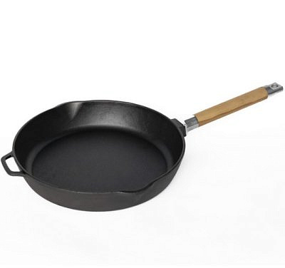 Сковорода чугунная  2 слива, съемная ручка 28см ТМ Гардарика 0228