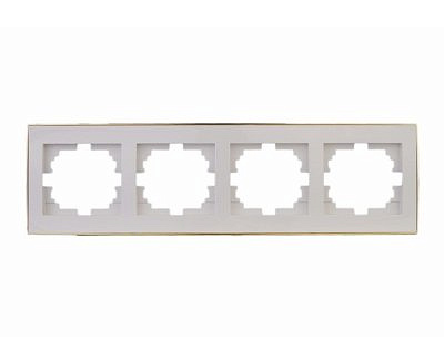 Рамка 4 места , вертикальная , белая/золото 703-0226-154 