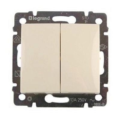 Механизм выключателя 2-клавиши СП Valena 10А IP31 слоновая кость Leg 774305