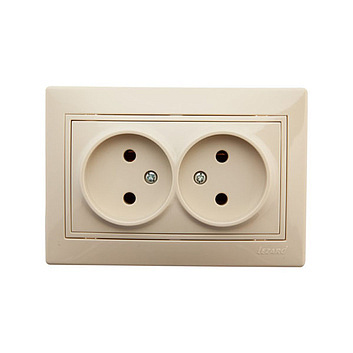 Розетка 701-0303-128 2гн керамика б/з крем.с крем вст Мира