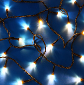 Гирлянда эл. вьюн 10м, 100LED, шампань, 8 режимов, ПВХ черный, 220В СНОУ БУМ 384-232