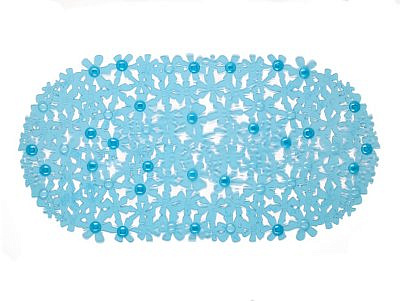 Коврик AQUA-PRIMA Цветы 66*35см голубой