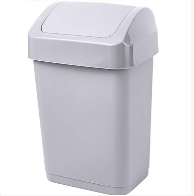 Контейнер д/мусора 12л Степ с крышкой-маятником, серый SC480311025