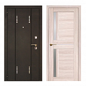 Входная дверь Нео 2 Соренто черный муар/МДФ белый дуб (стекло белое) 960 левая