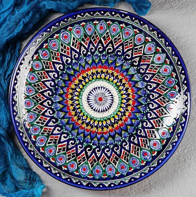 Ляган Риштанская Керамика "Узоры", 32 см, синий 2741436