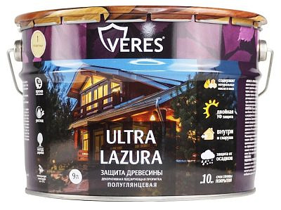 Декоративная пропитка для дерева VERES Ультра лазура №19 Дуб 0,8л VU-28 