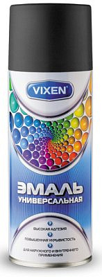 Эмаль универсальная чёрная матовая аэрозоль 520мл VIXEN