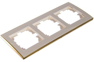 Рамка 3 места , горизонтальная , белая/золото 703-0226-148 