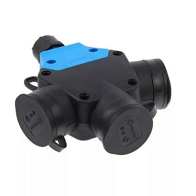 Разъем штепсельный каучуковый  тройник с заглушкой 3Р+Е 3х16