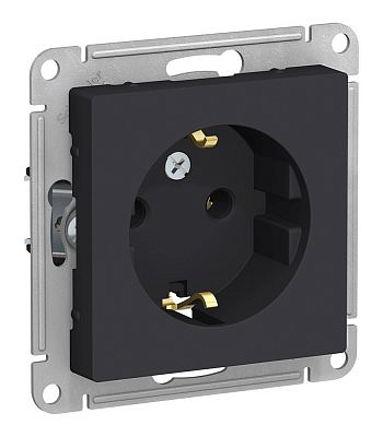 Механизм розетки 1 место Schneider Electric ATLASDESIGN скрытый монтаж с заземлением карбон ATN001043