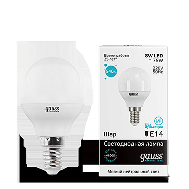 Лампа Gauss LED Globe EL  8W/4100 E14