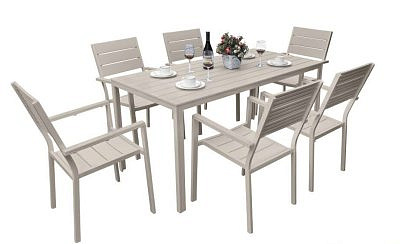 Набор мебели "Викинг-8" бежевый  стол 156х78х74, стул-6шт