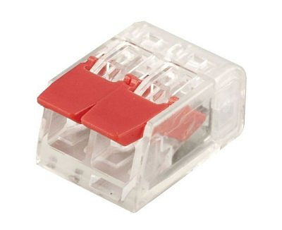 СМК-2 упак. 12шт/упак (0,08*2.5мм2) 2-ая ПРОЗРАЧНАЯ клемная колодка с рычагом 32A  221-412