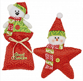 Мягкий сувенир 17см, полиэстер, "Новогодний подарок", 2 диз, HZ913050/2/HZ913049/2 СНОУ БУМ 